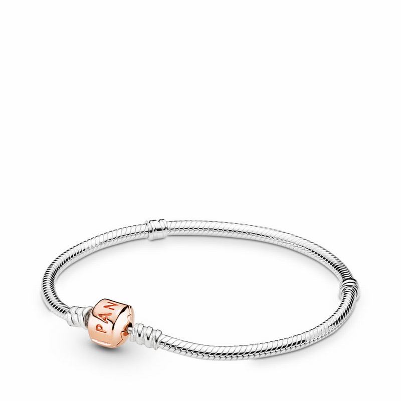 Pandora Moments Snake Chain Bracelet Ireland - Pandora Rose/Sterling Silver - 578190TYU